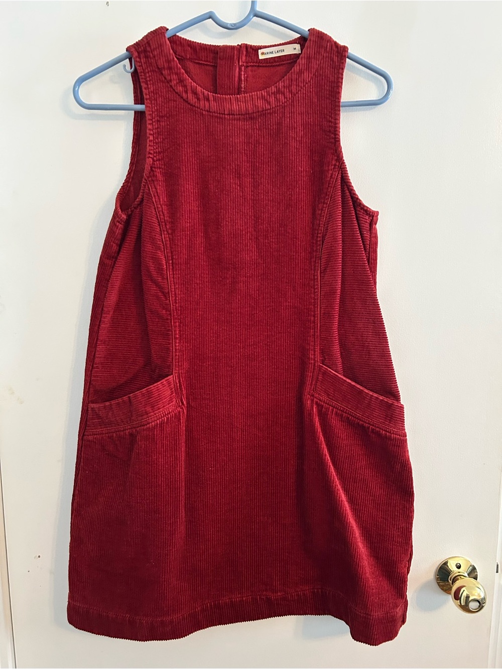 Marine Layer Red Corduroy Mini Dress with Pockets